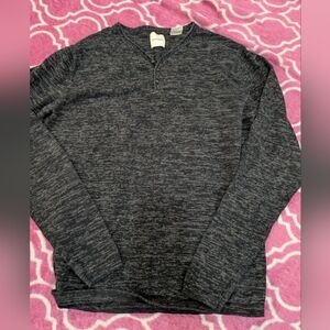 🦋5/25$ Heathered Dark Gray Knit Henley Sweater